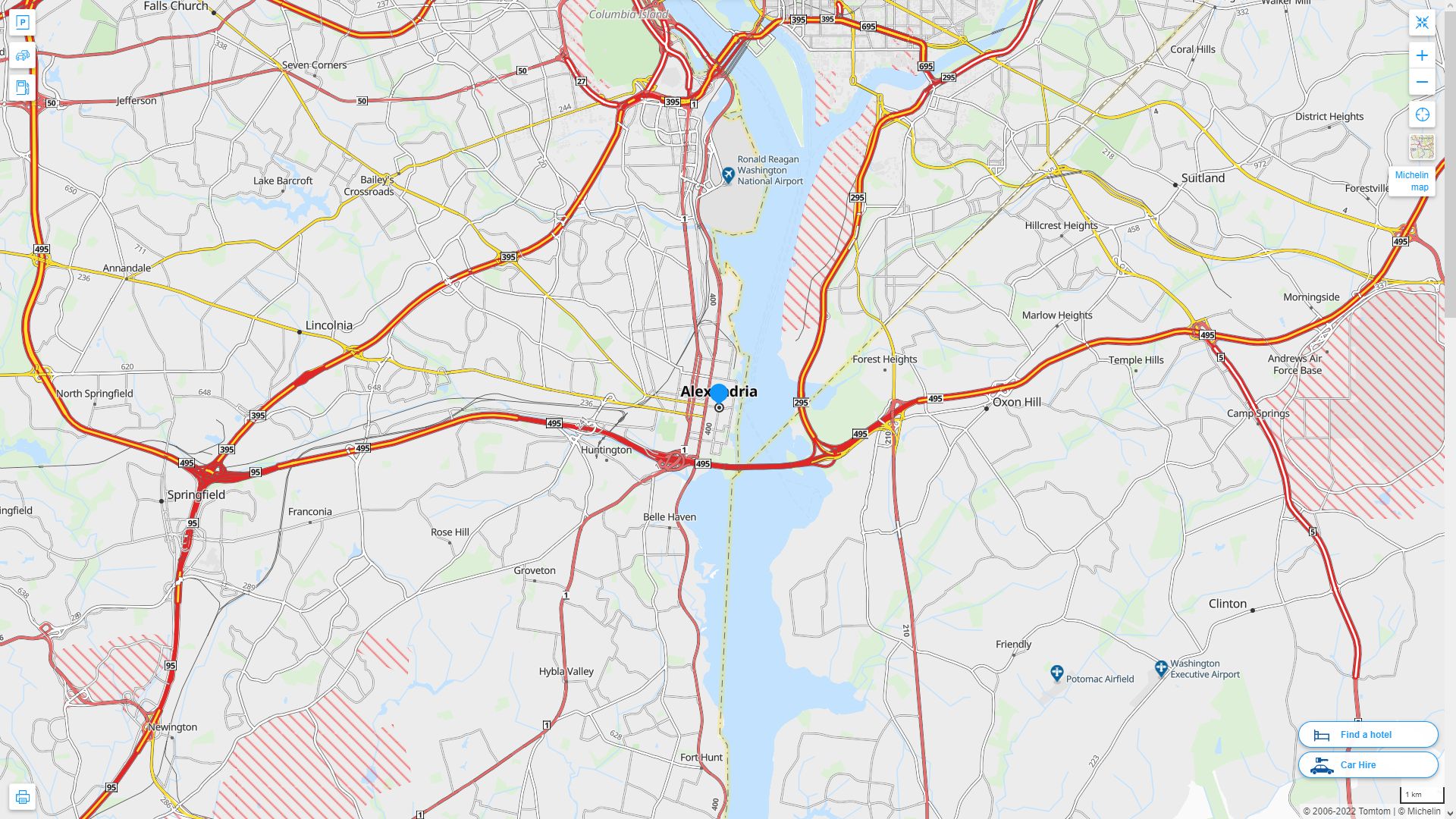Alexandria Virginia Highway and Road Map